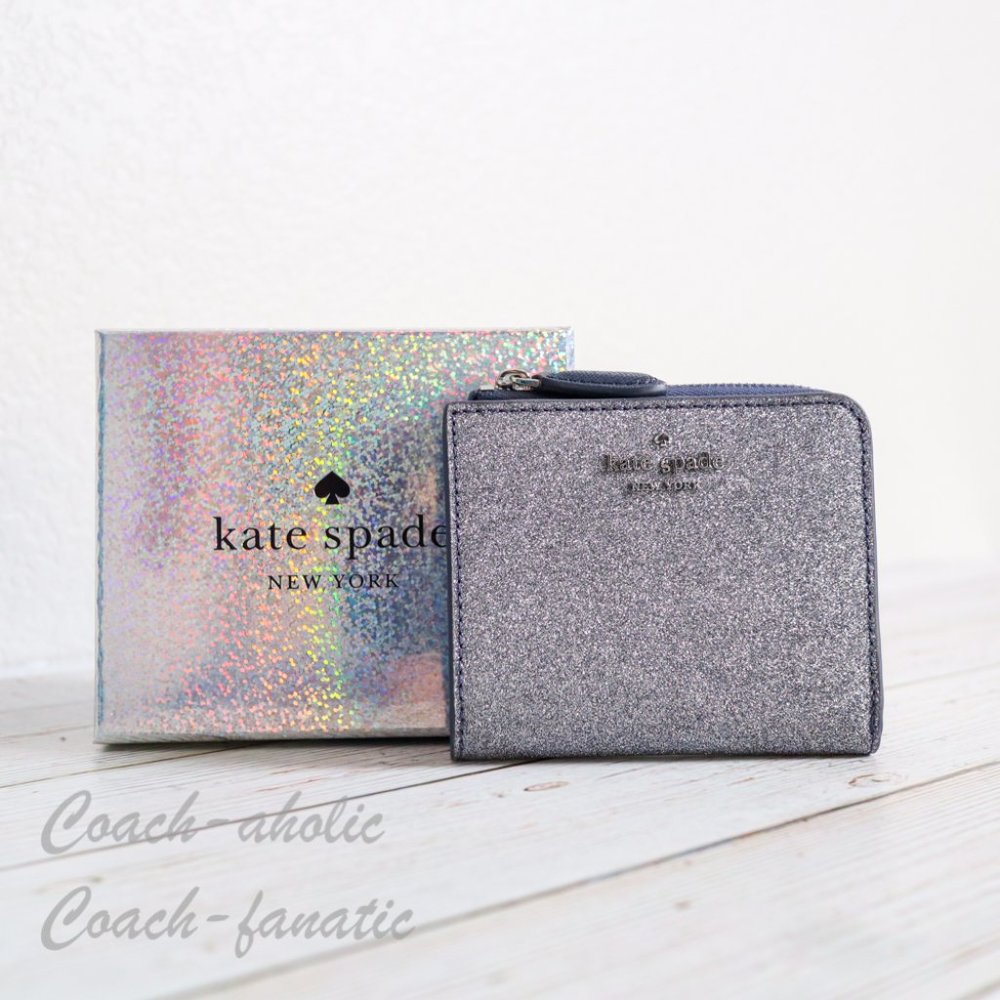 NWT Kate Spade Lola Glitter Boxed L-Zip Wallet